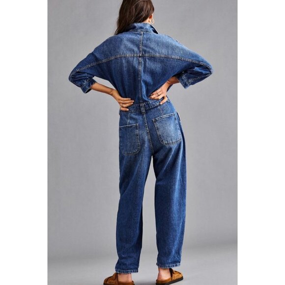 Free People We The Free Sammie Denim Coverall Blue Size XS - Picture 2 of 8